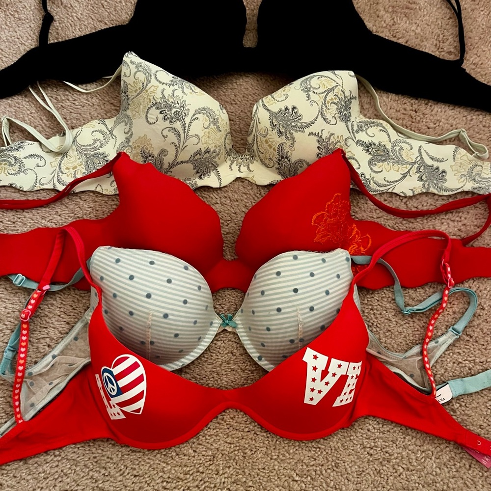 Victoria's Secret Red and Black Push-Up Bras